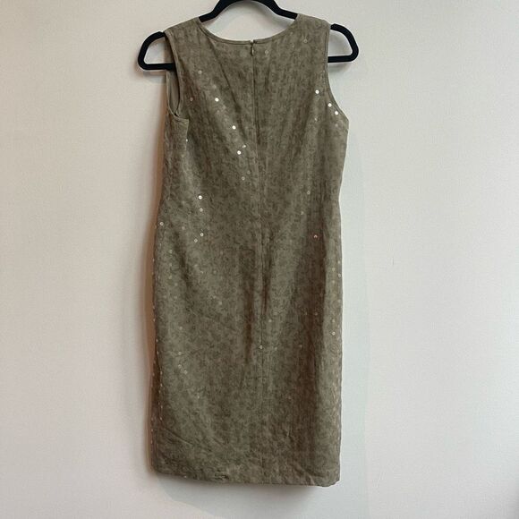 Tamotsu Women's Petite Sleeveless Floral Tropical Print Silk Green Dress Size M - Picture 2 of 8